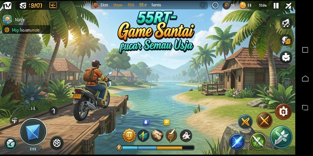 Screenshot menunjukkan gameplay santai dan menyenangkan dari 55RT.