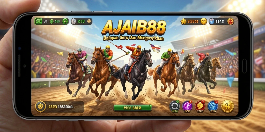 Gameplay AJAIB88 dengan mobil balap yang cepat dan trek menantang.