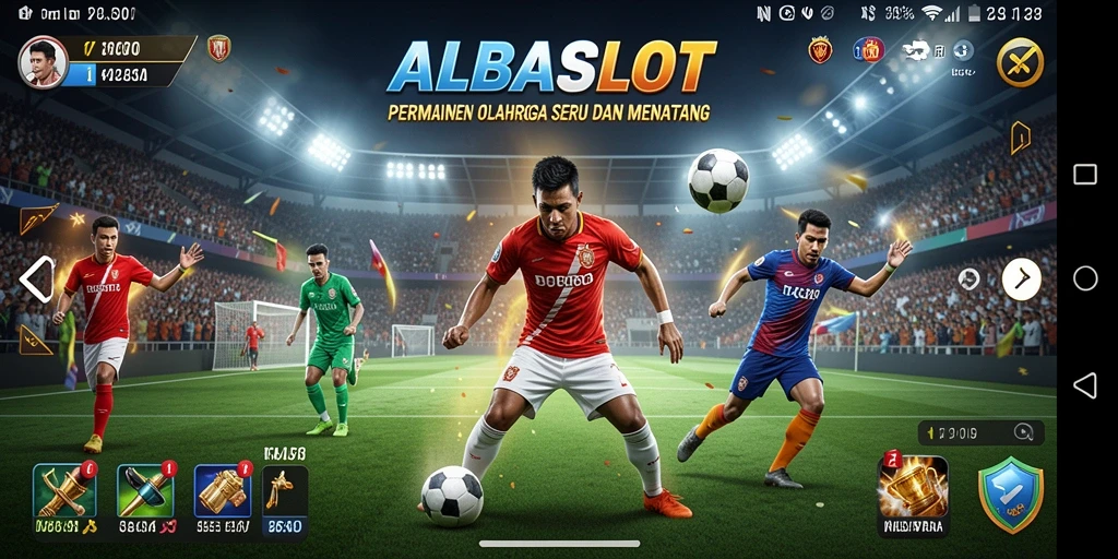 Tampilan seru gameplay ALBASLOT dalam aksi olahraga.