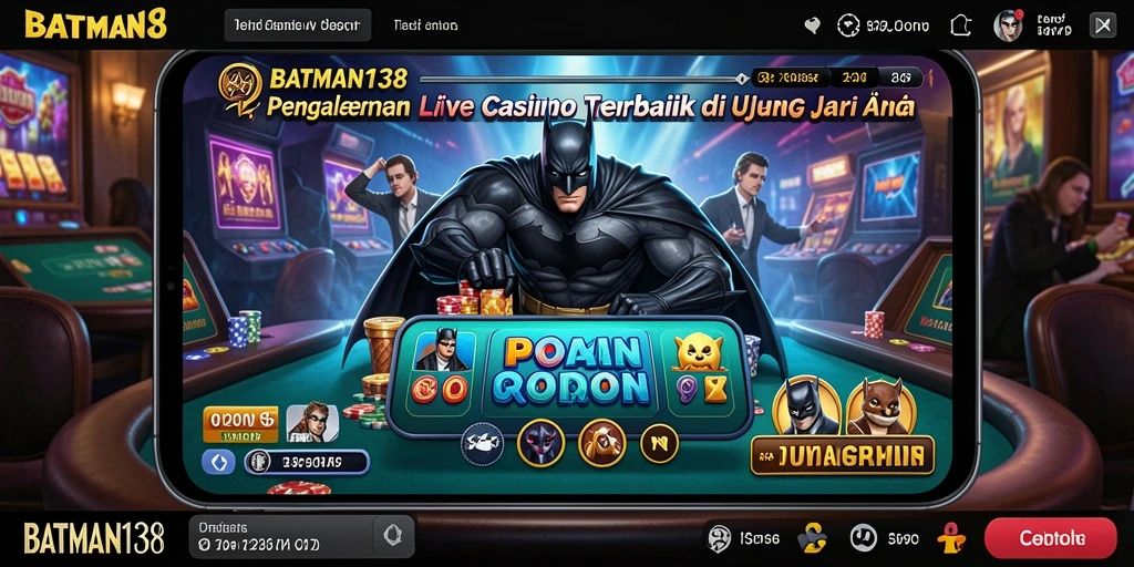 Screenshot utama BATMAN138 menampilkan dealer langsung dan permainan kasino interaktif.