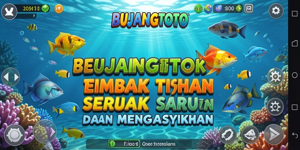 Tampilan gameplay BUJANGTOTO dengan ikan yang berwarna-warni.