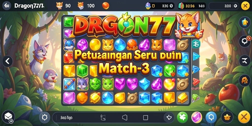 Tangkapan layar gameplay DRAGON777 menampilkan kombinasi permata yang menarik.