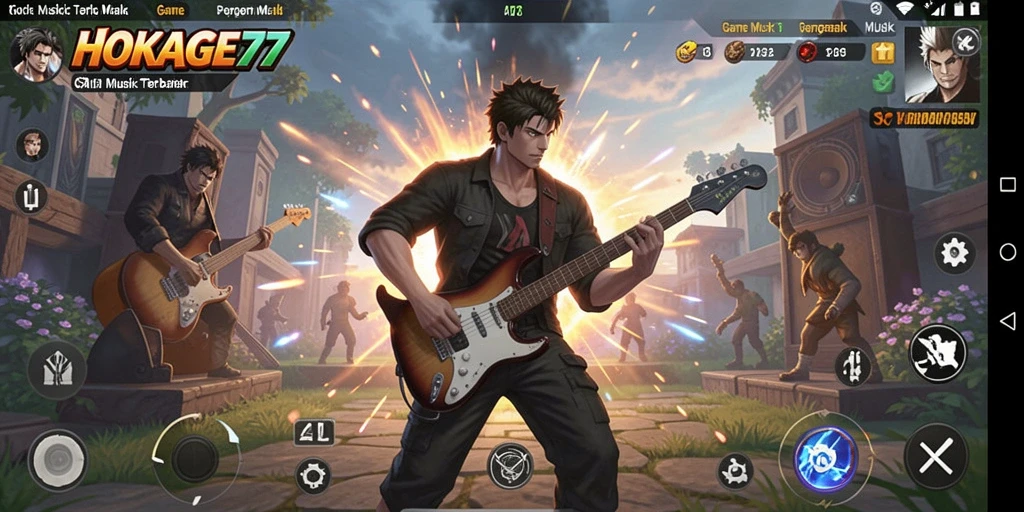 Tampilan HOKAGE77 saat menunjukkan gameplay musik yang menarik.