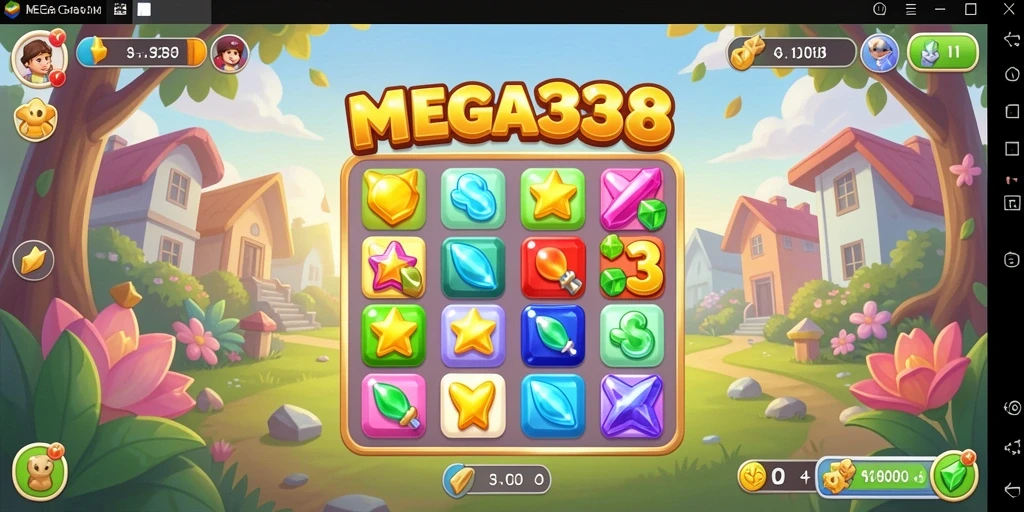 Gameplay seru MEGA338 dengan tantangan match-3 yang menarik.