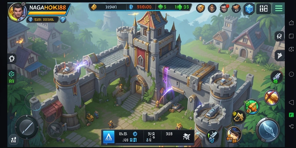 Screenshots menunjukkan gameplay menarik dari strategi Tower Defense.