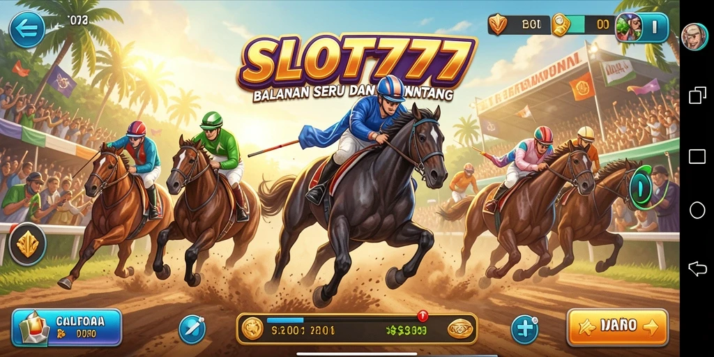 Gameplay SLOT777 menampilkan balapan seru dengan mobil cepat.