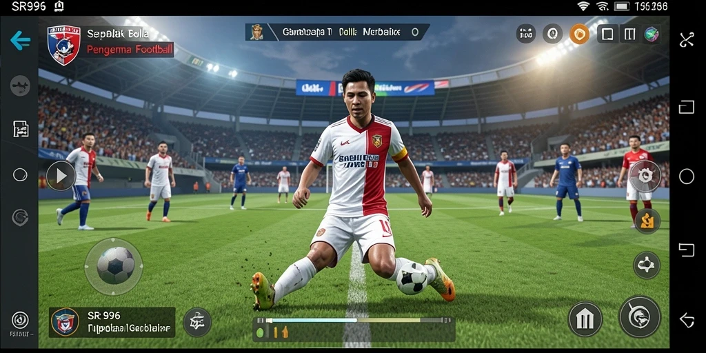 Tangkapan layar utama SR996 menampilkan aksi sepak bola yang mengesankan.